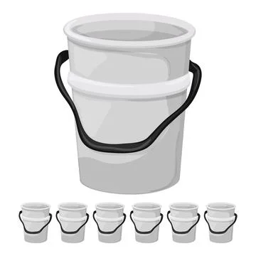 White plastic bucket container cartoon vector graphic Stock Illustration
