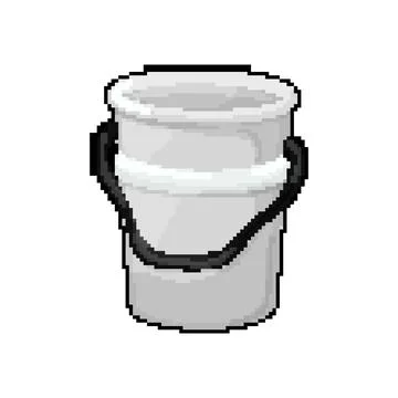White plastic bucket container pixel art vector illustration Illustration