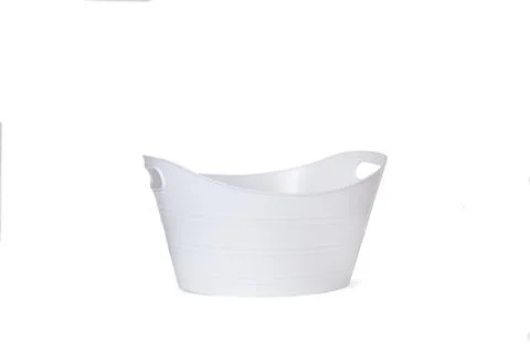 A white plastic bucket on a white background Stock Photos