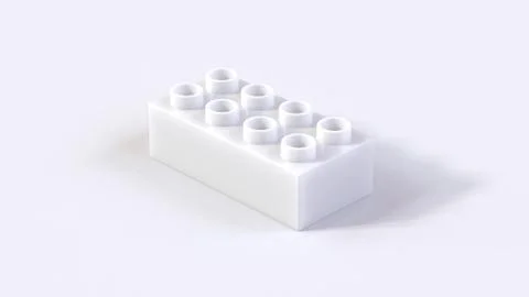 White Plastic Building Lego Block on a White Background. Stock Illustration