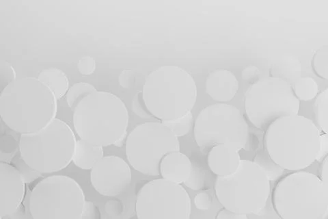 White plastic circles abstract pattern as border on soft light shining backgr Stock Photos