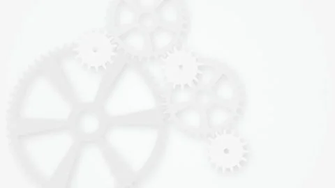White plastic clockwork gears spinning seamless loop Stock Footage 345601233