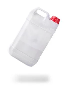 The white plastic container with red cap on white Stock Photos