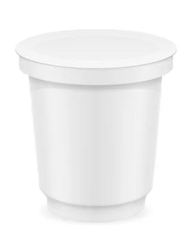 White plastic container of yogurt or ice cream vector illustration Stock Illustration