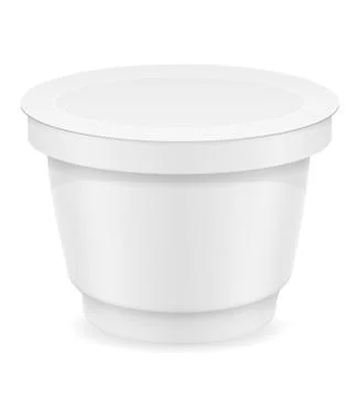 White plastic container of yogurt or ice cream illustration Stock Illustration