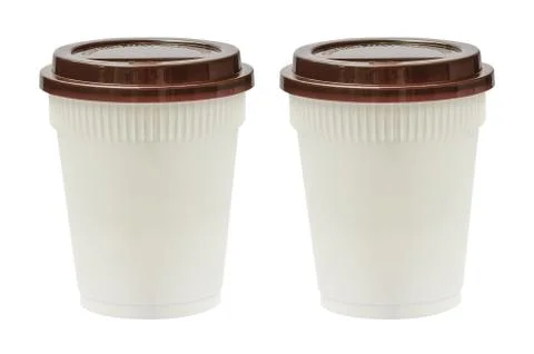 White plastic cups Stock Photos