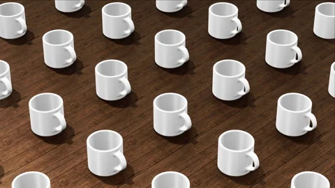 White plastic cups on the wood table Stock Footage 265249161