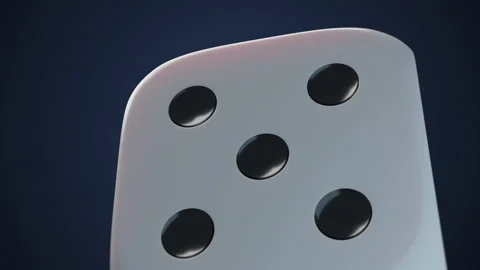White plastic dice macro close up view. Infinite rotation Stockbeeldmateriaal 160259564