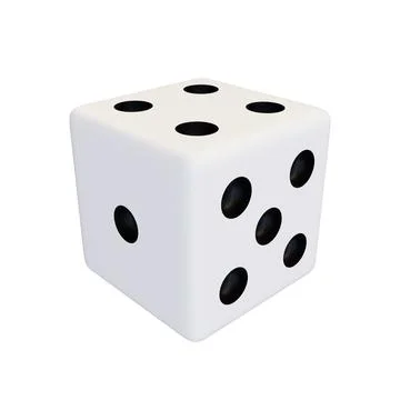 White plastic dice. White realistic game cube. Stock Photos