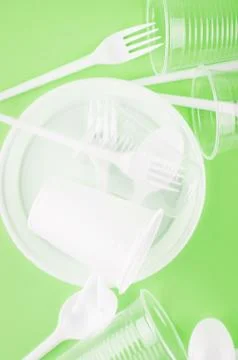 White plastic disposable tableware Stock-Fotos