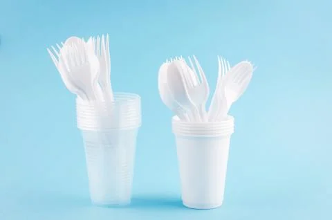 White plastic disposable tableware Photos