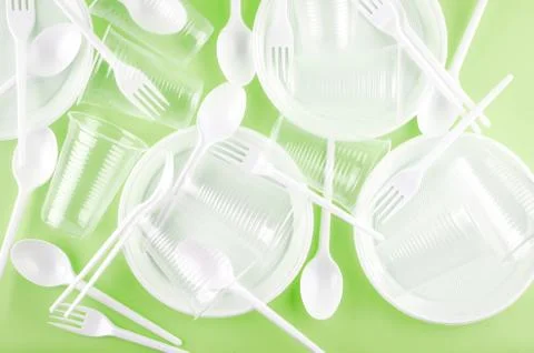 White plastic disposable tableware Photos