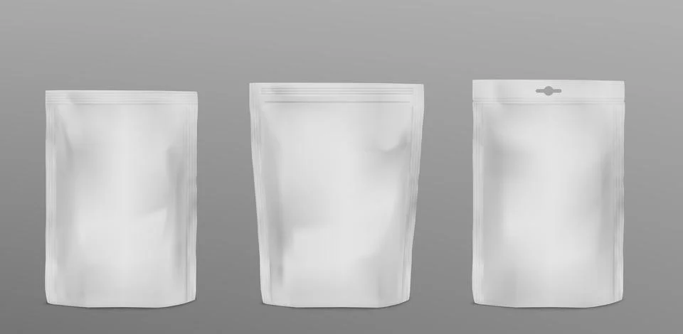 White plastic doypack mockup Stock Illustration