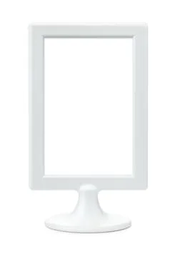White plastic empty picture frame stand Stock Photos