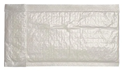 White plastic envelope with bubble wrap for correspondence on a white backg.. Stock Photos