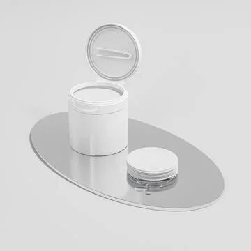 White Plastic Flip Top Cap Cosmetic Jars With Tweezers mockup Illustrazione stock