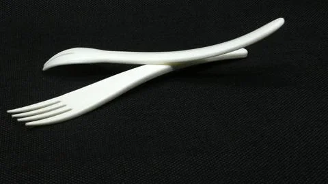 White plastic fork isolated Stock Photos