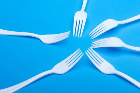 White plastic forks Stock Photos
