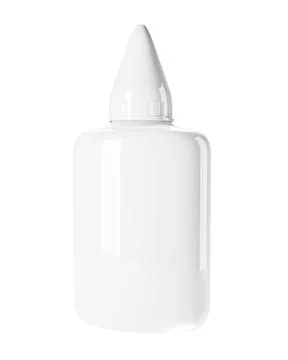 White plastic glue bottle with a pointed cap. 3D render Stock Illustration