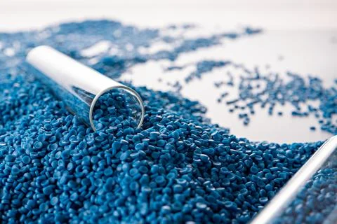 White plastic grain, plastic polymer granules,hand hold Polymer pellets, Ra.. 写真素材