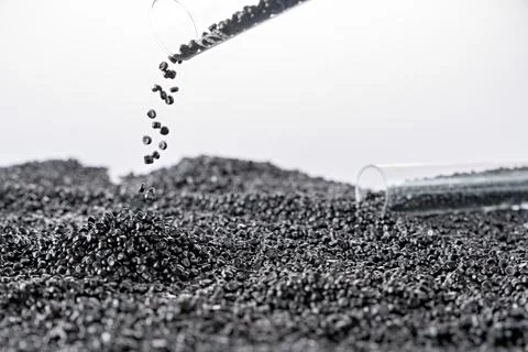 White plastic grain, plastic polymer granules,hand hold Polymer pellets, Ra.. 写真素材