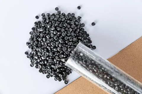 White plastic grain, plastic polymer granules,hand hold Polymer pellets, Ra.. 写真素材