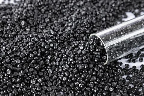 White plastic grain, plastic polymer granules,hand hold Polymer pellets, Ra.. 写真素材