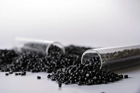 White plastic grain, plastic polymer granules,hand hold Polymer pellets, Ra.. 写真素材
