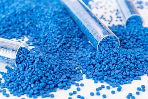 White plastic grain, plastic polymer granules,hand hold Polymer pellets, Ra.. 写真素材