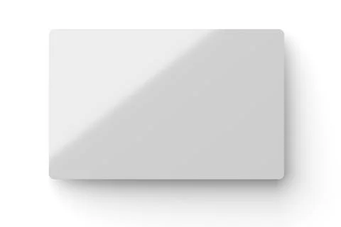 White plastic ID card with rounded corners template mockup isolated on white. Stock Photos