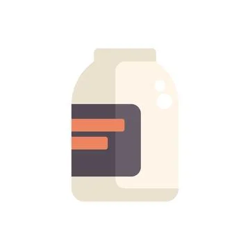 White plastic jar with label for supplements or vitamins Stock Illustration