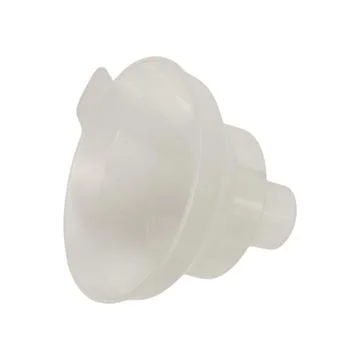 White plastic kitchen funnel isolated on white background. Practical tool for Stock Photos