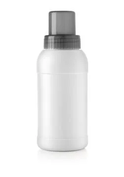 White plastic laundry detergent container bottle mockup Stock Photos