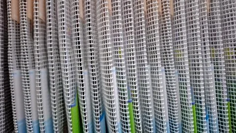 White Plastic Mesh Net Protective Rolls Pattern Foto stock