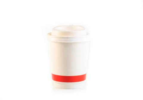 White plastic mug of coffee Foto stock