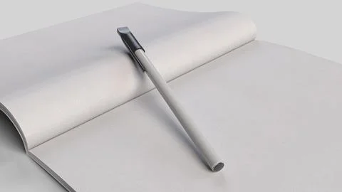 White plastic pen in notebook with white sheet Stock Illustration