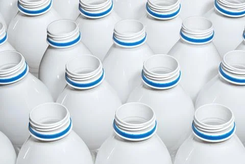 White plastic PET bottles without caps Stock Photos