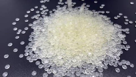White plastic polymer granules Stock Footage 337185320