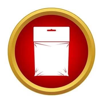 White plastic pouch packaging hang tab icon Stock Illustration