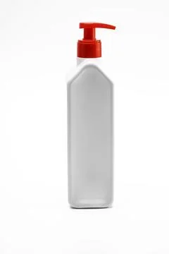 White plastic pump bottle for liquid soap Stock Photos