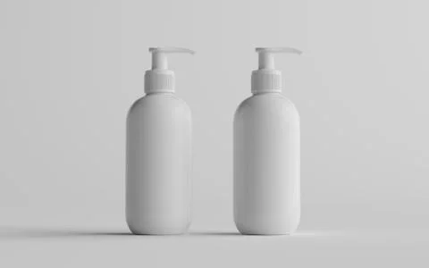 White Plastic Pump Bottle Mock-Up - Liquid Soap, Sanitizer, Shampoo Dispenser Stock Illustration