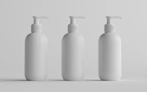 White Plastic Pump Bottle Mock-Up - Liquid Soap, Sanitizer, Shampoo Dispenser Stock Illustration