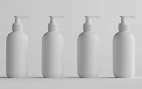White Plastic Pump Bottle Mock-Up - Liquid Soap, Sanitizer, Shampoo Dispenser Stock Illustration