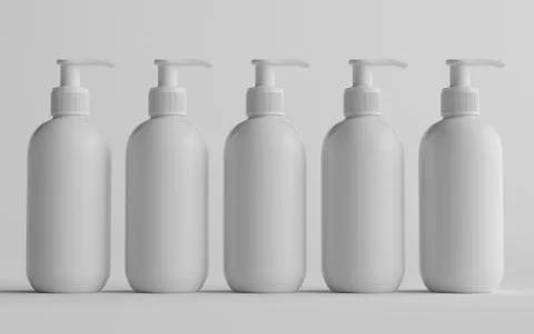White Plastic Pump Bottle Mock-Up - Liquid Soap, Sanitizer, Shampoo Dispenser Stock Illustration