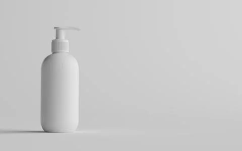 White Plastic Pump Bottle Mock-Up - Liquid Soap, Sanitizer, Shampoo Dispenser Stock Illustration
