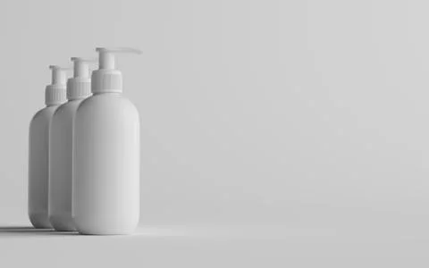 White Plastic Pump Bottle Mock-Up - Liquid Soap, Sanitizer, Shampoo Dispenser Stock Illustration