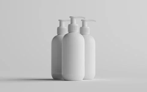 White Plastic Pump Bottle Mock-Up - Liquid Soap, Sanitizer, Shampoo Dispenser Stock Illustration