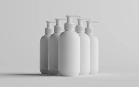 White Plastic Pump Bottle Mock-Up - Liquid Soap, Sanitizer, Shampoo Dispenser Stock Illustration