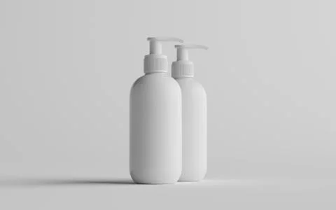 White Plastic Pump Bottle Mock-Up - Liquid Soap, Sanitizer, Shampoo Dispenser Stock Illustration