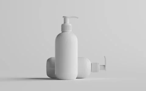 White Plastic Pump Bottle Mock-Up - Liquid Soap, Sanitizer, Shampoo Dispenser Stock Illustration